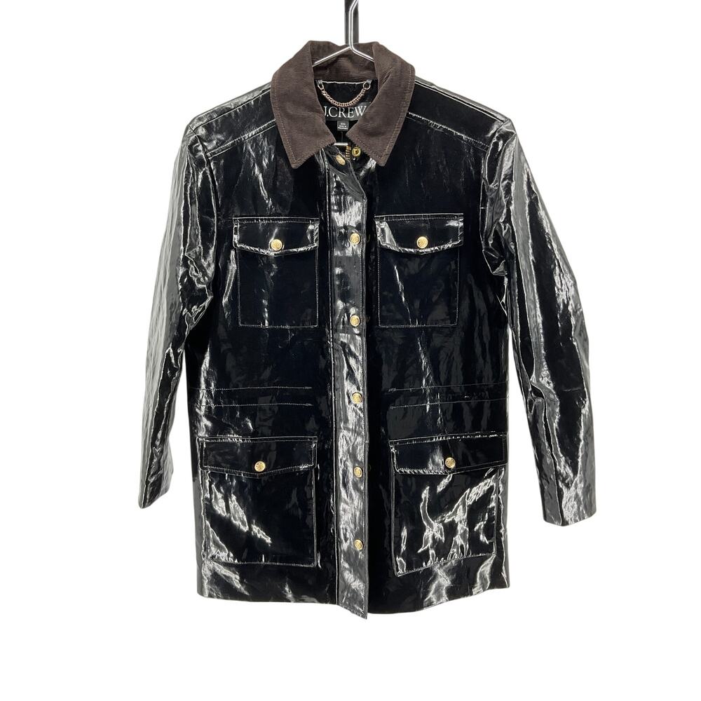 J.Crew Laminated Black Barn Size XXS Jacket NWT - Picture 2 of 5